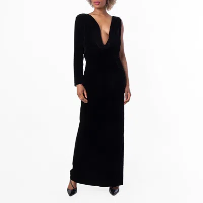 Bally Deep V-neck Dress With Signature Strap Detail In Black