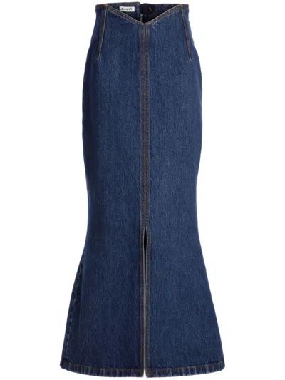 Bally Denim Midi Skirt In Blue
