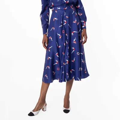 Bally Diver Print Motif Midi Skirt In Multi