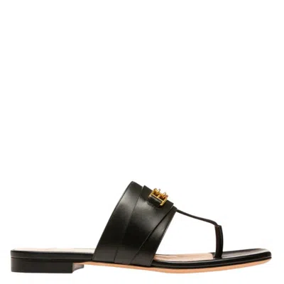 Bally Dorely Leather Flat Sandals In Black