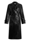 Bally Double-breasted Leather Trench Coat In Black