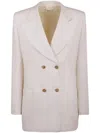 Bally Double-breasted Linen Blazer In White