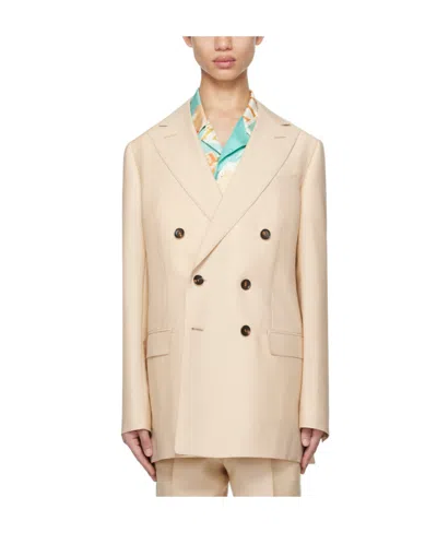 Bally Double-breasted Suit Jacket In Nude