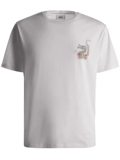 Bally Dragon-print Organic Cotton T-shirt In White