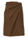 Bally Draped Nylon Skirt In Brown