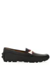 Bally Textured Leather Driver Loafers With Contrast Stripe In Black
