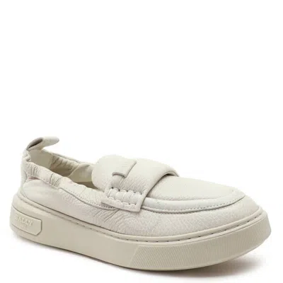 Bally Dusty White Mauro Leather Slip-on Sneakers