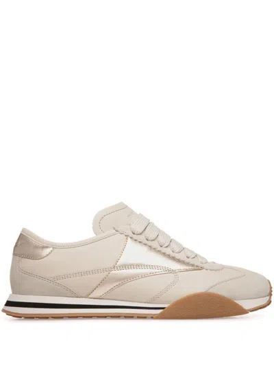 Bally Sussex Leather Trainers In Dusty White/gold