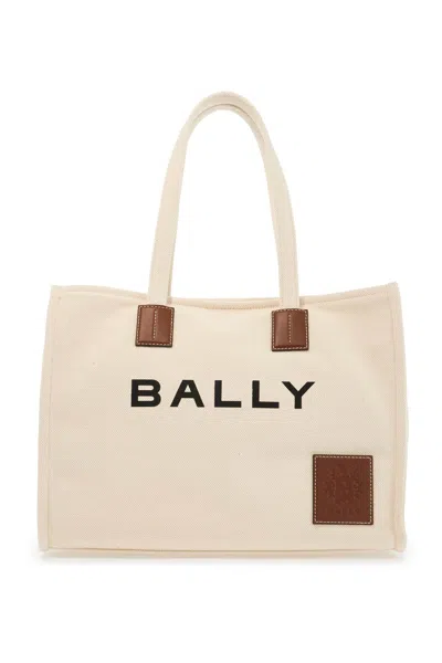 Bally East/west Akelei Canvas Tote In Natural Cuero Oro