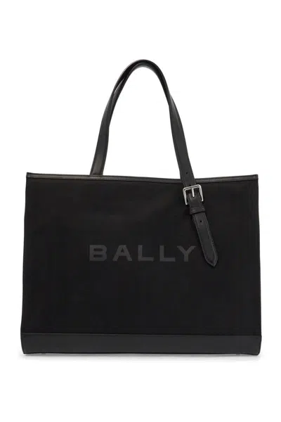 Bally East/west Nylon And Leather Tote Bag In Black