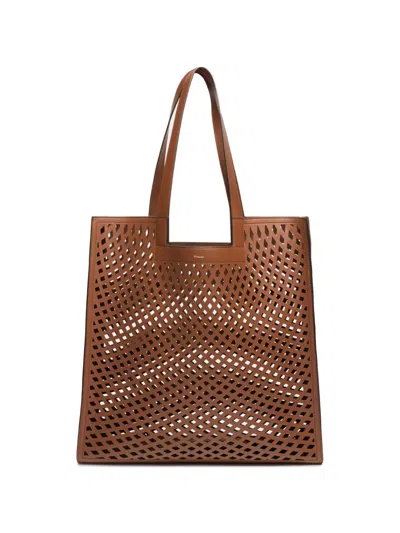 Bally Easy  Laser-cut Leather Tote Bag In Brown