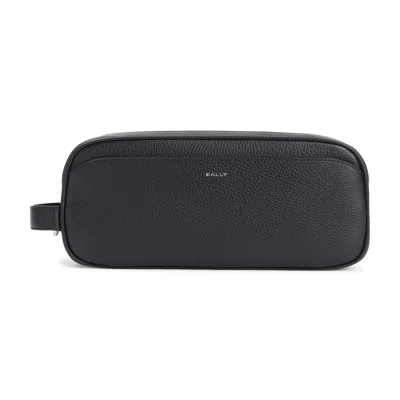 Bally Elegant Mini Leather Washbag In Black