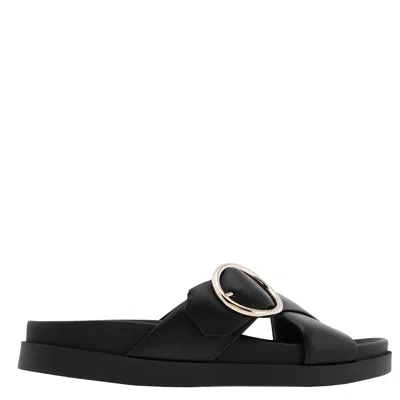 Bally Elida Leather Slide Sandals In Black