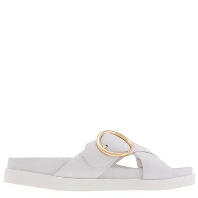 Bally Elida Leather Slide Sandals In White
