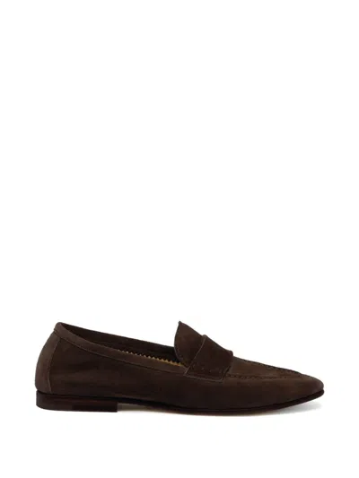Bally Elios Suede Loafers In Brown