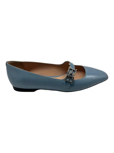 Bally Elis 6303406 Women's Poolside Calf Patent Leather Flat In Blue