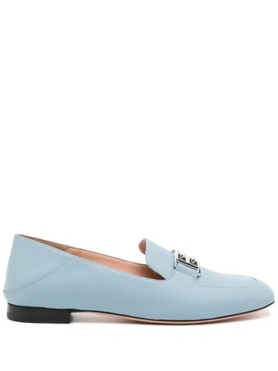 Bally Ella 10mm Logo-plaque Leather Loafers In Blue