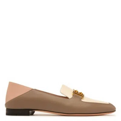 Bally Ellah Flat Leather Loafers In Animal Print