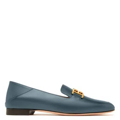 Bally Ellah Flat Leather Loafers In Blue