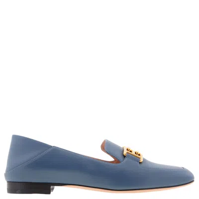 Bally Ellah Flat Leather Loafers In Blue