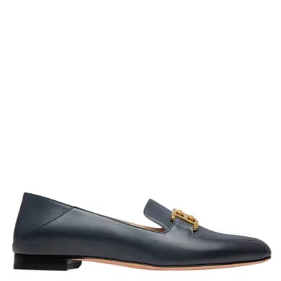 Bally Ellah Flat Leather Loafers In Blue