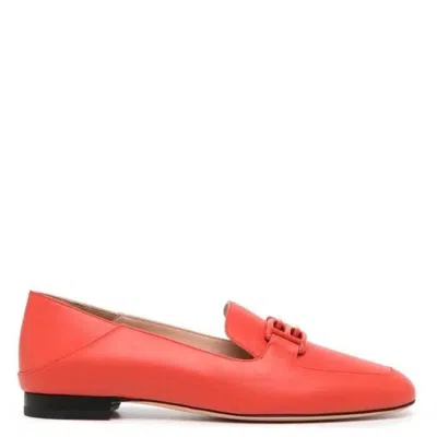Bally Ellah Logo Plaque Leather Loafers In Orange