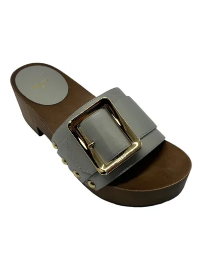 Bally Ellin 6238125 Women's Oceania Calf Plain Leather Buckled Sandals In Gray