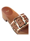 Bally Ellin 6238126 Women's Natural Cotton Wood Buckled Sandals In Brown