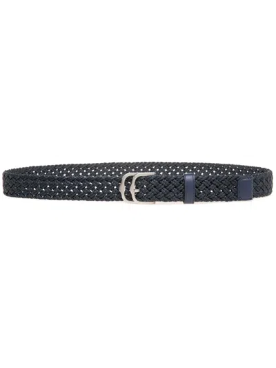Bally Emblem-buckle Braided Belt In Blue