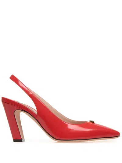 Bally Emblem-plaque Slingback Leather Pumps In Red