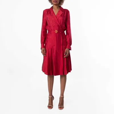 Bally Emblem Printed Silk Shirt Dress In Red