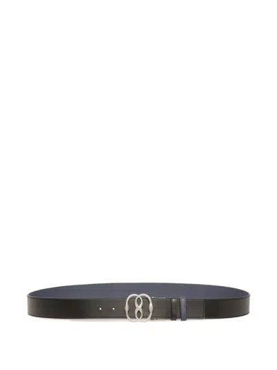 Bally Emblem Reversible Leather Belt In Black