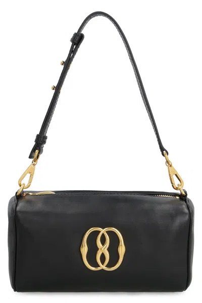 Bally Emblem Rox Leather Shoulder Bag In Black+oro Vibrato