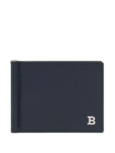 Bally Embossed Bifold Leather Wallet In Blue