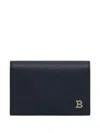 Bally Embossed Leather Card Holder In Blue