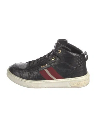 Pre-owned Bally Embossed Leather Colorblock Pattern Sneakers In Black