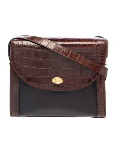 Pre-owned Bally Embossed Leather Crossbody Bag In Brown