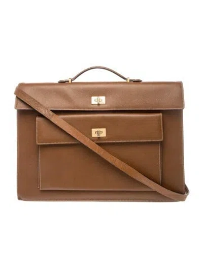 Pre-owned Bally Embossed Leather Crossbody Bag In Brown