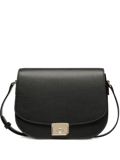 Bally Embossed Leather Flap Bag In Black