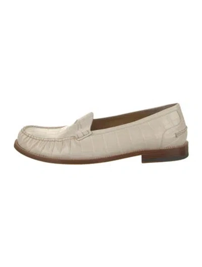 Pre-owned Bally Embossed Leather Loafers In Neutral