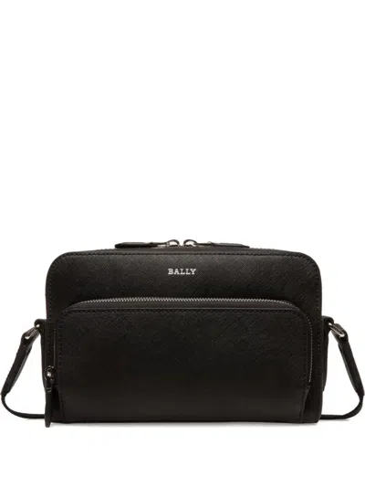 Bally Embossed Leather Messenger Bag In Black