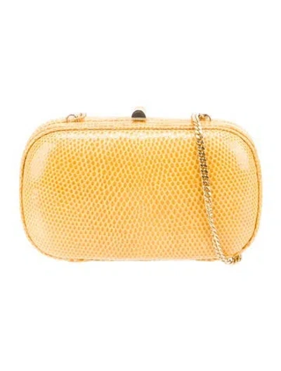 Pre-owned Bally Embossed Leather Minaudière In Yellow