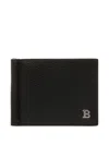 Bally Embossed Leather Money Clip Wallet In Black