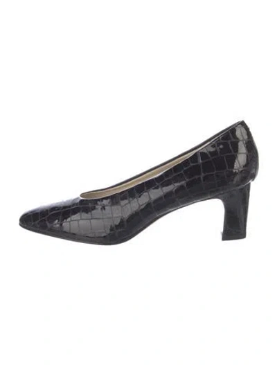 Pre-owned Bally Embossed Leather Pumps In Blue