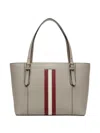 Bally Embossed Leather Ribbon Tote Bag