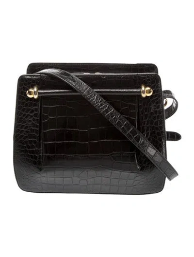 Pre-owned Bally Embossed Leather Shoulder Bag In Black