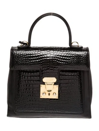 Pre-owned Bally Embossed Leather Top Handle Bag In Black