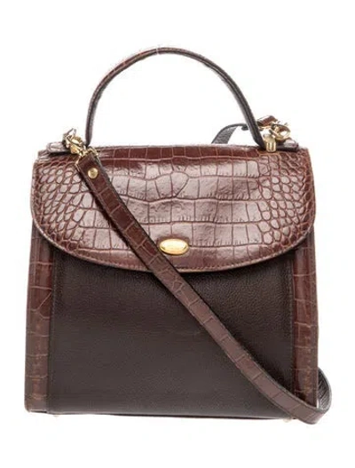 Pre-owned Bally Embossed Leather Top Handle Bag In Black