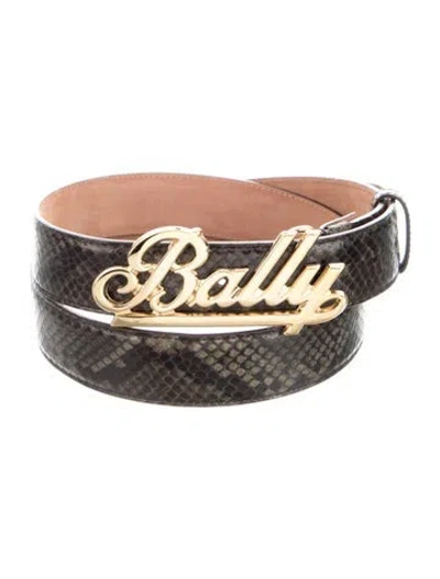 Pre-owned Bally Embossed Leather Waist Belt In Green