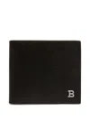Bally Embossed Leather Money Clip Wallet In Black